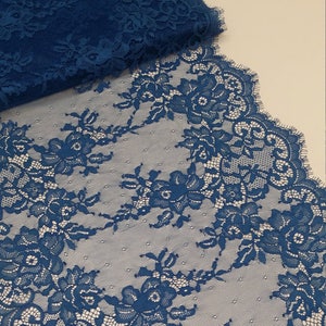 Pizzo blu, pizzo chantilly francese turchese, pizzo da sposa, pizzo da sposa, pizzo smerlato, pizzo per ciglia, pizzo floreale, lingerie LJ60021