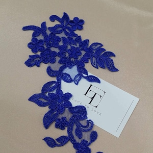 Royal Blue-appliqué, Franse Chantilly-kantapplicatie, 3D-bruidskantapplicatie, M0072