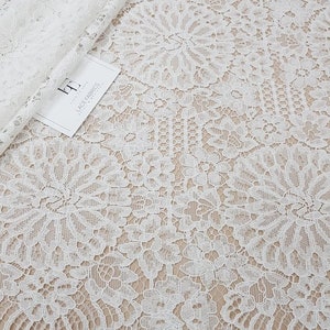 Tessuto in pizzo avorio, pizzo ricamato, pizzo francese, pizzo da sposa, pizzo da sposa, pizzo bianco, pizzo da velo, pizzo per lingerie, pizzo Alençon LL66311
