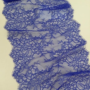 Passamaneria in pizzo blu, pizzo chantilly, pizzo francese, pizzo da sposa, pizzo smerlato Pizzo per ciglia Pizzo floreale Lingerie Pizzo tagliato su misura L9235