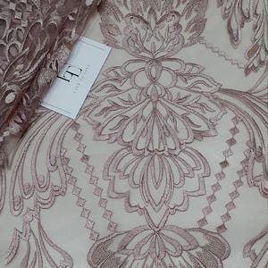 Licht lila Spitze Stoff Frankreich Spitze Alencon Spitze Brautspitze Hochzeitsspitze Stickerei Spitze Abendkleid Spitze Dessous Spitze LUX9127