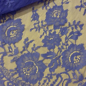 Tela de encaje azul, encaje de pestañas francés Chantilly, L21542