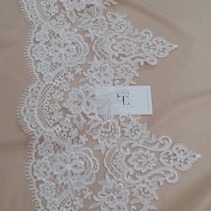 SALE Ivoorkant trimmen op maat gesneden, Franse kant, Alencon Lace, kant bruidsjurk, bruiloftkant, witte kant, sluierkant, kousenbandkant EEV2101