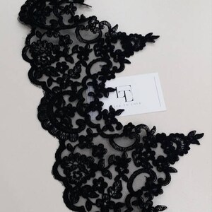 Schwarze Spitzenbesatz, Französische Spitze, Alencon Spitze, Brautkleidspitze, Hochzeitsspitze, Strumpfbandspitze, Abendkleidspitze, Dessousspitze Hof EEV2097