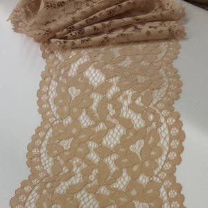 Adorno de encaje en polvo, encaje francés, encaje Chantilly, encaje de vestido de novia, encaje de boda, encaje beige, encaje de vestido de noche, encaje de lencería L58811