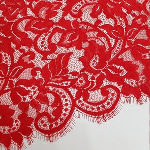 Tessuto in pizzo rosso, pizzo francese, pizzo Chantilly, pizzo da sposa, pizzo da sposa, pizzo per abiti da sera, pizzo per lingerie, tessuto tagliato su misura EVS104V