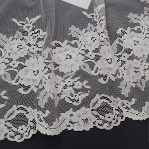 Tecido de renda marfim, renda francesa, renda chantilly, renda de casamento, renda de noiva, renda de vestido de noite, renda de lingerie, tecido LL86001