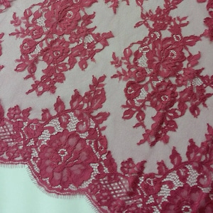 Tela de encaje rojo cortada a medida, Encaje francés, Encaje de boda bordado, Encaje de novia Encaje de noche Encaje de lencería Encaje Chantilly L91029