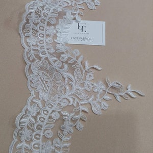 Schneeweiße Spitze Meterware, Alencon Spitze, weiße Schleierspitze, Schleierspitze, Strumpfbandspitze Meterware, EEV2121
