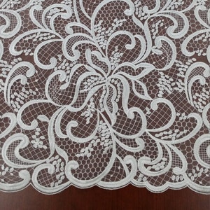 Tessuto in pizzo avorio, pizzo ricamato, pizzo francese, pizzo da sposa, pizzo da sposa, pizzo bianco, pizzo velo, pizzo lingerie, pizzo Alencon EVS044C