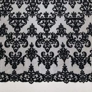 Tejido de encaje negro, Encaje bordado, Encaje francés, Encaje de boda, Encaje de novia, Encaje blanco, Encaje de velo, Encaje de lencería, Encaje Alencon EVS058C