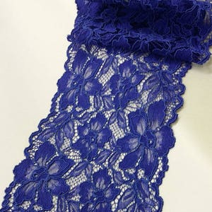 Rifinitura in pizzo blu, bordo in pizzo francese Alençon, abito da sposa in pizzo, giarrettiera in pizzo, abito da sera in pizzo, lingerie in pizzo tagliato su misura L97711
