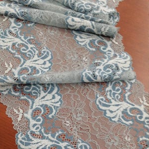 Guarnição de renda azul cinza, renda francesa, renda chantilly, renda de noiva renda de casamento renda recortada renda de cílios renda floral lingerie renda lj2201