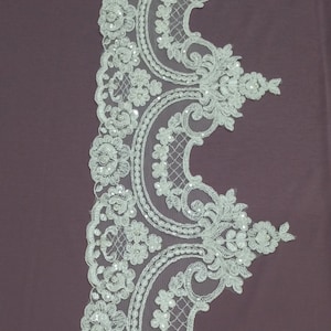 Ivory Perlenspitze, Spitzenbesatz, Alencon Brautkleidspitze, Hochzeitsspitze Ausgebockte Spitze Perlenspitze Paillettenspitze Perle L1129-2