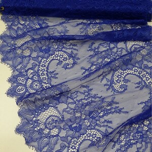 Blaue Spitzenbesatz, Chantilly-Spitze, Französische Hochzeitsspitze, Ausgebogten- Spitze, Eye-Lash-Spitze, Blumenspitze, Dessous-Spitze, lose Ware EVSL037C