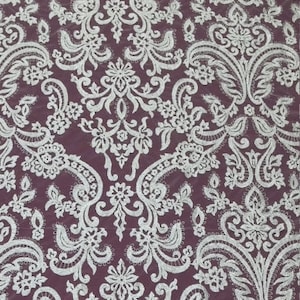 Tessuto di pizzo bianco tagliato su misura, materiale di pizzo francese ricamato, tessuto di pizzo per veli da sposa, pizzo per abiti da sposa Alençon, EVS056C