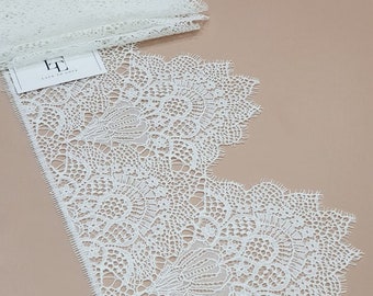 Ivory Lace Trimming by the yard, French Lace, Alencon Lace, Bridal Gown lace, Wedding Lace, White Lace, Veil lace, Garter lace LMF900