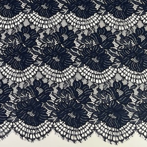 Tela de encaje azul cortada a medida, tela de encaje floral, tela de encaje de Alencon, tela de encaje para novias, tela de encaje para bodas, tela de encaje francés LL62625