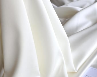 Witte stretchsatijnstof op maat gesneden, ivoorkleurige elastische bruidsstof, rokstof, trouwjurkstof, LSW6001