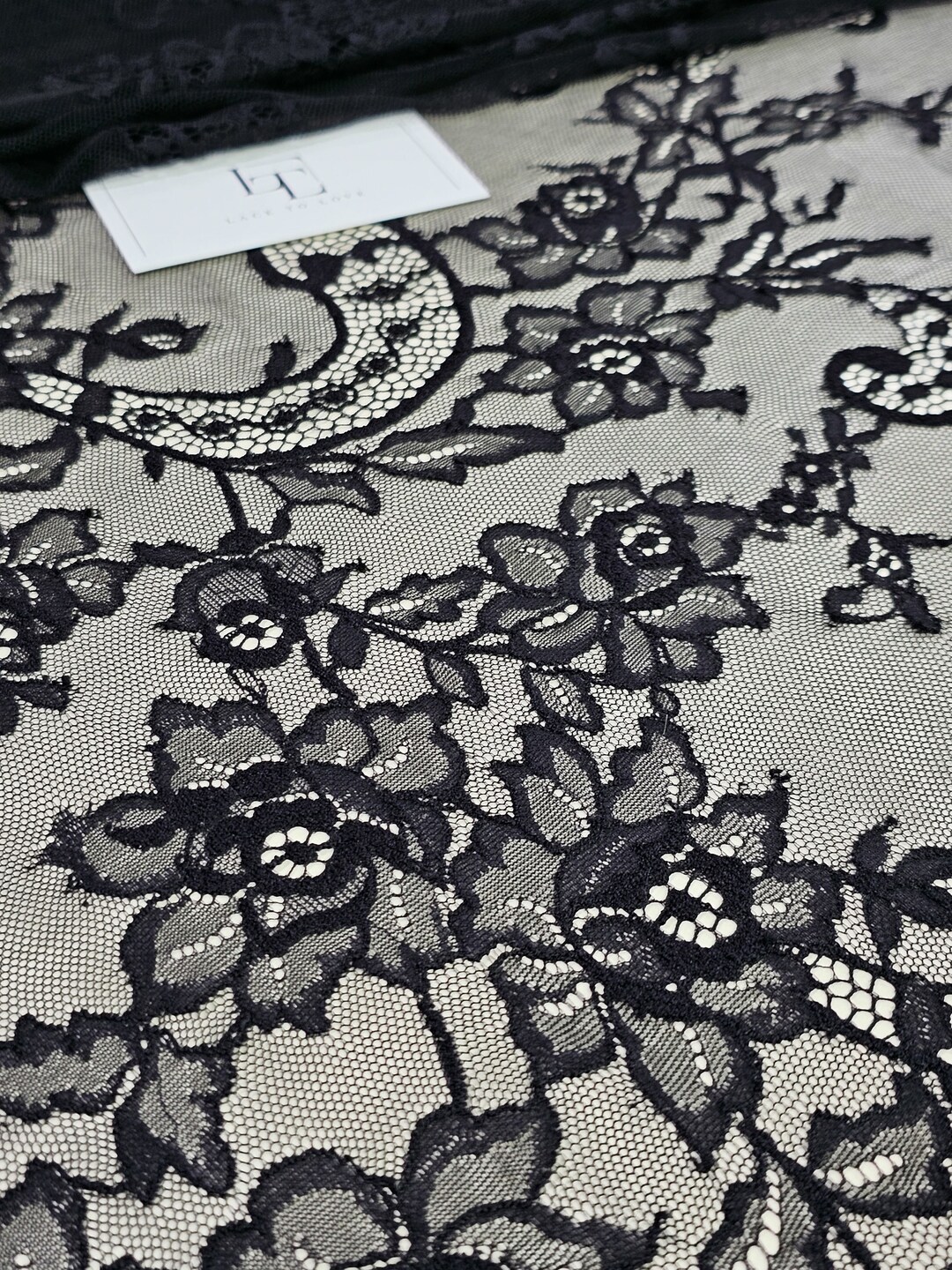 Black French Plain Lace FLP-004/70 Fabric