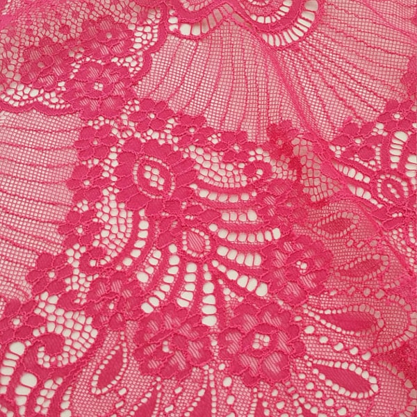 Pink lace fabric, French Lace, Chantilly Lace, Bridal lace, Wedding Lace Scalloped lace, Floral lace, Lingerie Lace by the yard LL32904