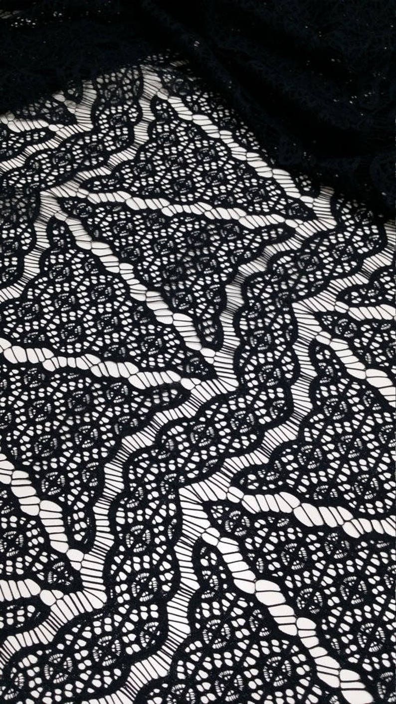 SALE Black lace fabric Embroidery lace Alencon Lace Lingerie Lace J20091 Bridal Wedding Lace Vintage France Lace Evening dress lace