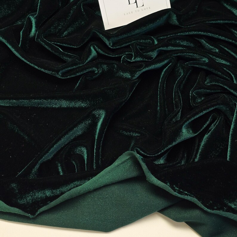 Bottle green smooth stretch velvet velour material