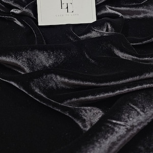 Natural silk velvet black fabric sold by the yard. Pure silk and rayon blend velvet material sold per meter, SK1011