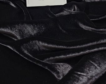 Natuurlijke zijde fluwelen zwarte stof, op maat gesneden. Fluwelen mix van pure zijde en rayon, verkocht per meter, SK1011