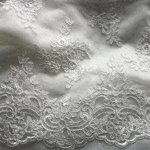 Tessuto in pizzo avorio tagliato su misura, pizzo francese, pizzo ricamato, pizzo da sposa, pizzo da sposa, pizzo bianco, pizzo velo, pizzo per lingerie KSBY6037C