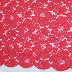 Rode bloem kant stof op maat gesneden, Franse kant, geborduurde bruiloft bruids kant, avondjurk kant, lingerie kant Alencon kant L77284