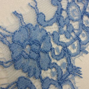 Acabamento em renda azul, renda francesa Alençon, renda para vestido de noiva, renda para liga de casamento, renda para vestido de noite, renda para lingerie por metro L11066