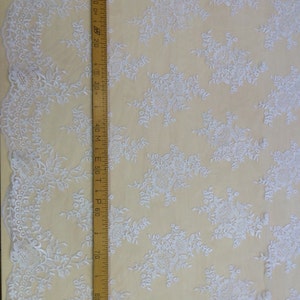 REA Snövit spetstyg på metervara, Fransk spets, Broderad bröllopsspets Brudspets Vit spets Slöja spets Underkläder Spets KSBY80952C bild 4