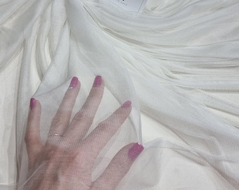 Natural silk tulle white fabric sold by the yard. Pure silk tulle material sold per meter. Real Italian silk tulle cloth 51 inch wide SK1010