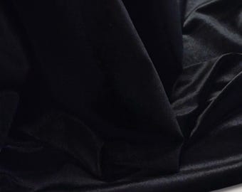 Tessuto elasticizzato in velluto nero venduto tagliato su misura. Materiale in velluto elastico e morbido venduto al metro, HMT3001
