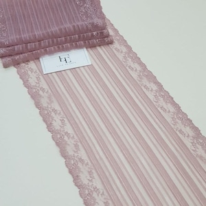 Adorno de encaje rosa/morado, encaje Chantilly, encaje francés, encaje de novia, encaje de boda, encaje festoneado, encaje de pestañas, encaje floral, encaje de lencería LMF901