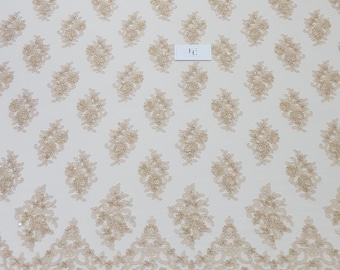 Beige Perlenspitze Stoff Meterware, hautfarben bestickter Spitzenstoff Brautschleier Spitze, EVS174CB