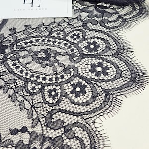 Acabamento em renda preta delicada, acabamento em renda Chantilly francesa, decoração estreita em renda preta, fita de renda de armarinho, vendido por metro, LMT7001