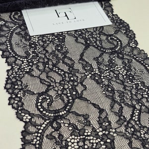 Pizzo elasticizzato nero, nastro di pizzo elastico per merceria, bordo stretto in pizzo per decorazioni, venduto tagliato su misura, LMT1301