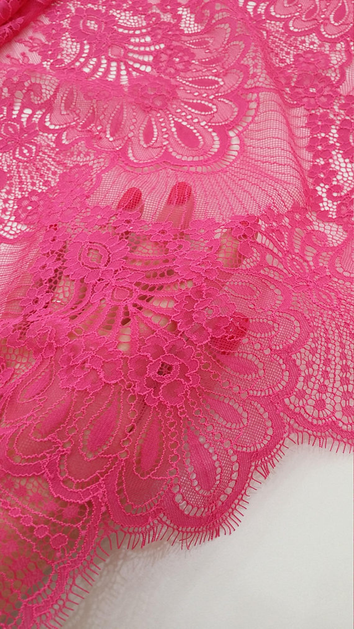 Pink lace fabric French Lace Chantilly Lace Bridal lace | Etsy