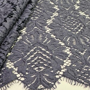 Tela de encaje Alencon español, gruesa, de color gris oscuro, se vende cortada a medida, LL98402
