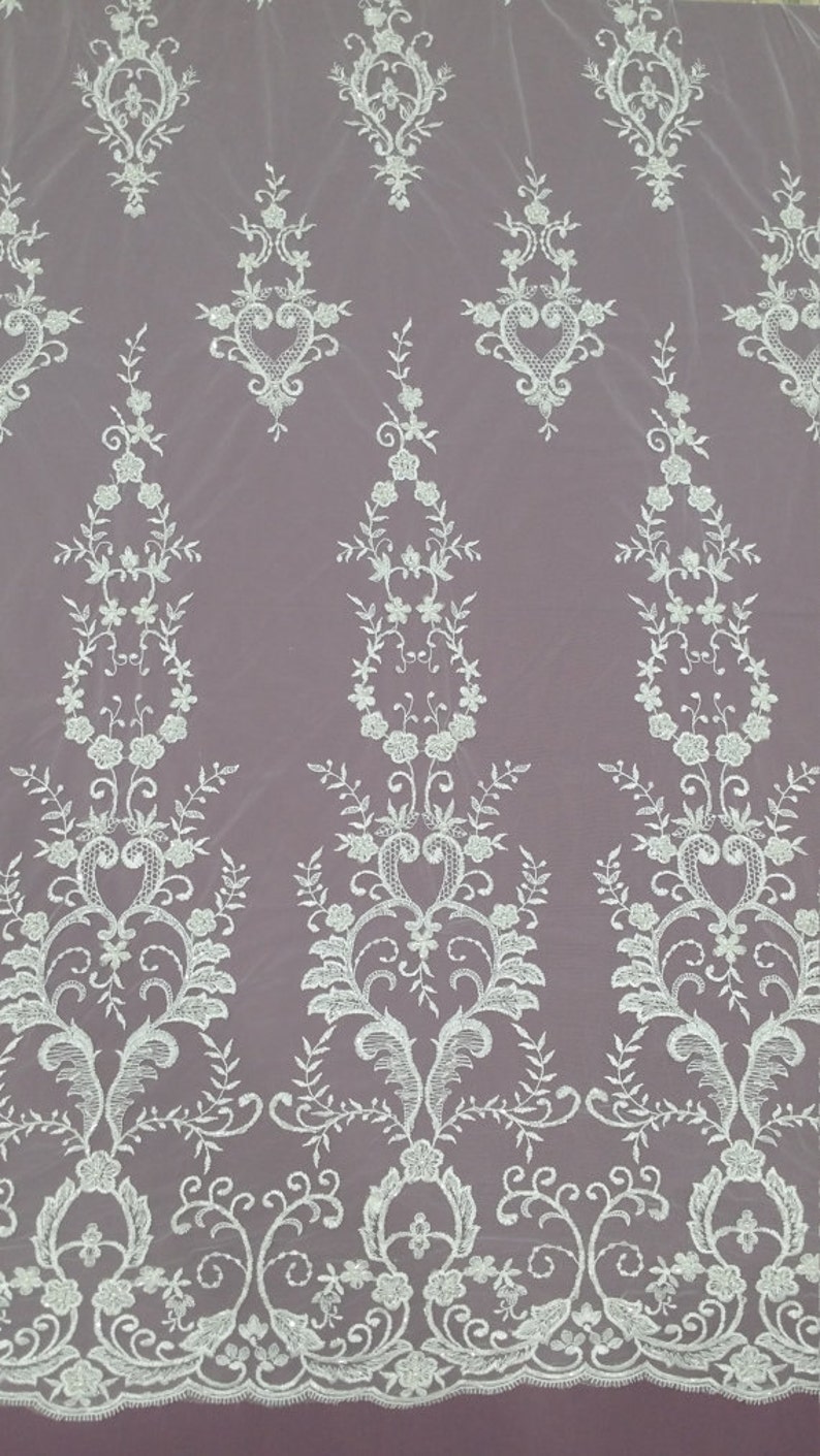 Ivory Lace Fabric by the Yard French Lace Alencon Bridal Etsy