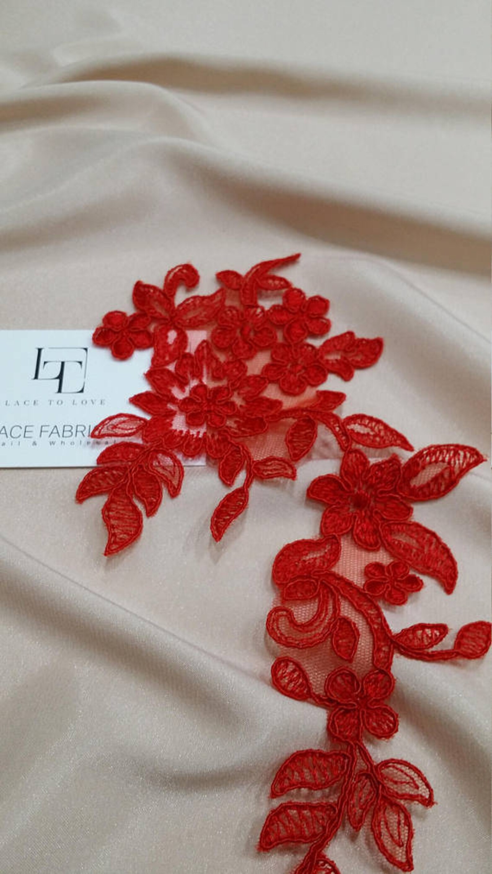 Red Applique French Chantilly Lace Applique 3D Bridal Lace Etsy