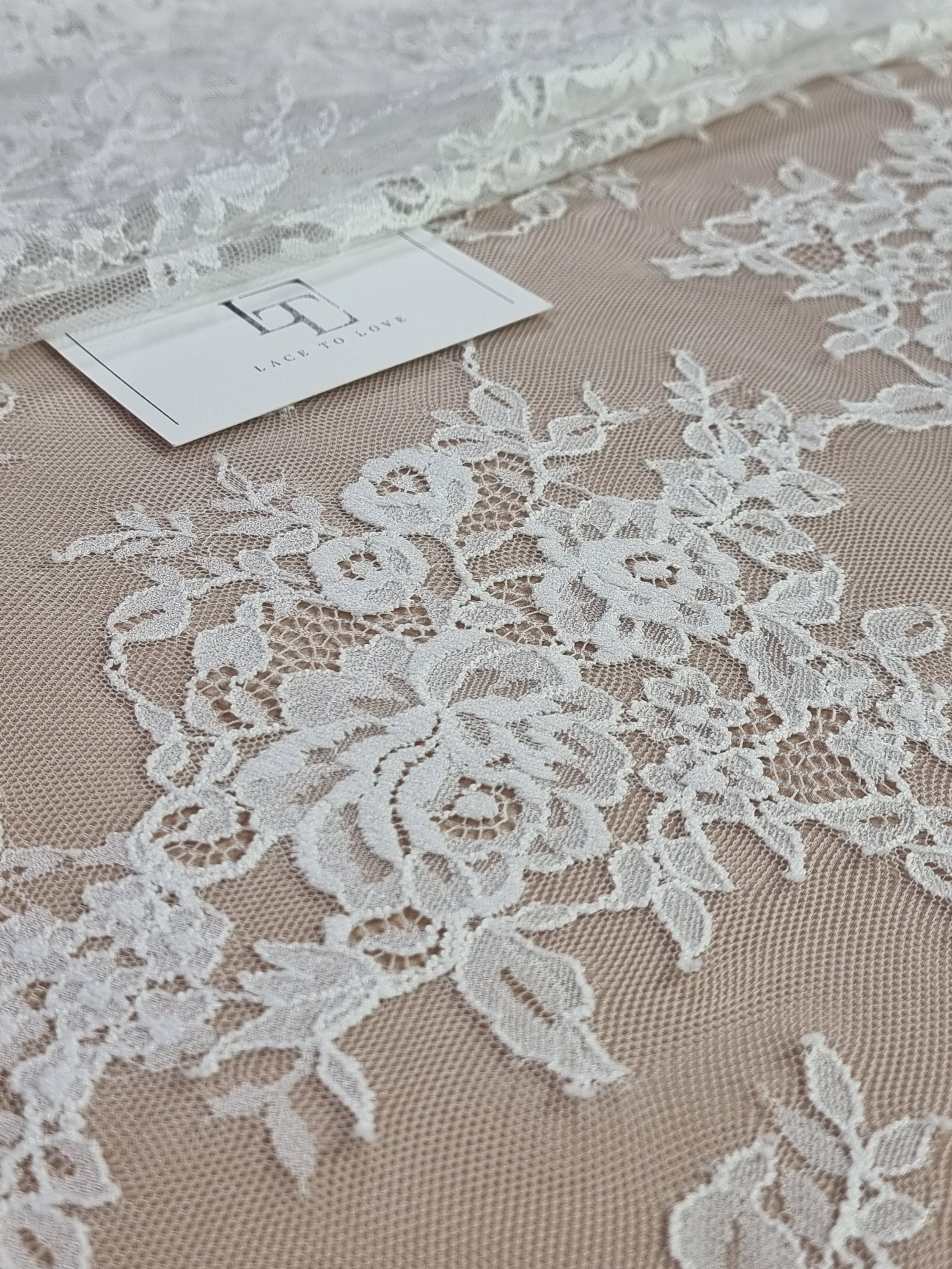 Off White Lace Fabric, French Lace, Chantilly Lace, Bridal Lace
