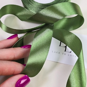 1 inch breed mosgroen glanzend decoratielint, op maat gesneden, fournituren met satijnen afwerking, V026