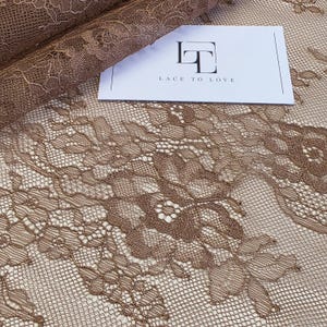 Tissu en dentelle marron, tissu de dentelle en nylon Chantilly Français marron chocolat, matériel de dentelle de voile de mariage pour mariée, vendu par mètre, WD2012