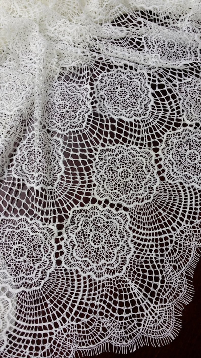 Ivory Lace Fabric by the Yard Spanish Lace Embroidered | Etsy