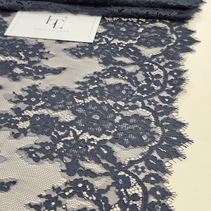 Renda delicada cinza, guarnição de renda de cílios Chantilly francesa, fita de renda para decoração de armarinhos estreita cinza vendida por metro, LMF441