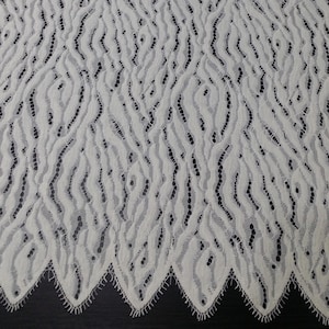 Tejido de encaje color marfil, encaje bordado, encaje de boda francés, encaje de novia, encaje blanco, encaje de velo, encaje de lencería, Alencon J819001