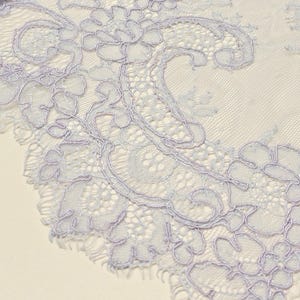 Bordure en dentelle violet clair, bordure en dentelle chantilly française, bordure en dentelle pour mariage nuptiale, dentelle au point mousse, dentelle pour robe de soirée, dentelle de lingerie, EVSL193C